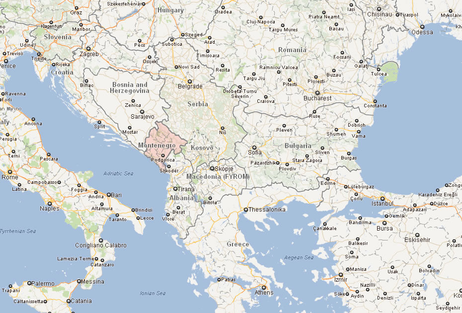 karte von montenegro europa